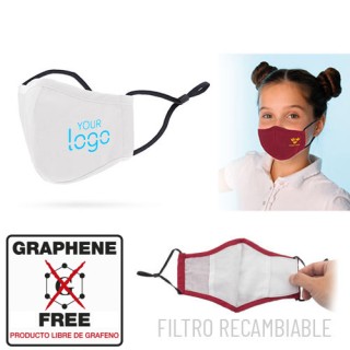 Mascarilla reutilizable con filtro publicitaria
